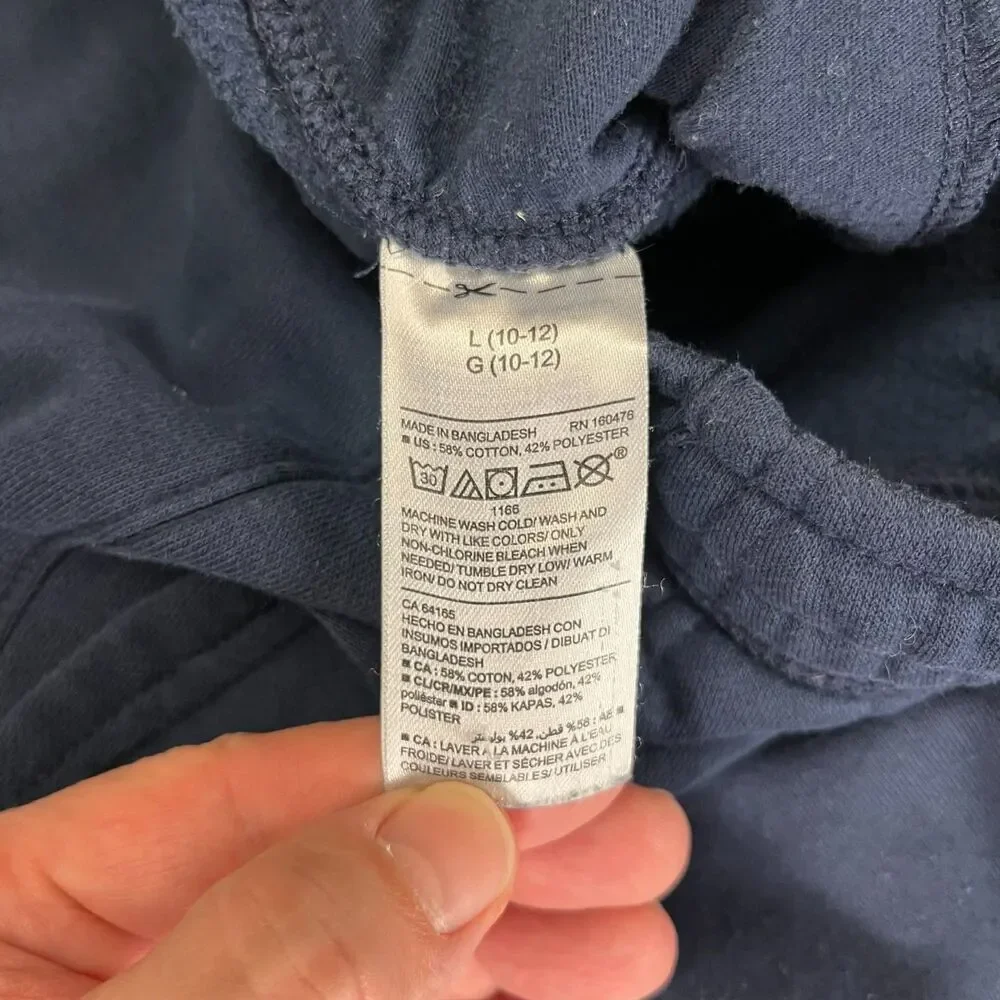 Old Navy Sweatpants Boys L 10-12 Navy Fleece Joggers Elastic Waist Cuffed Pants